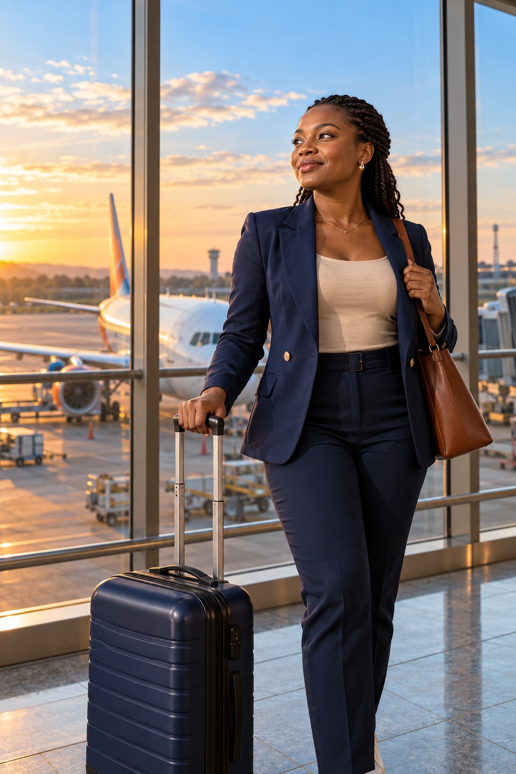 A traveller looking ahead to her next destination